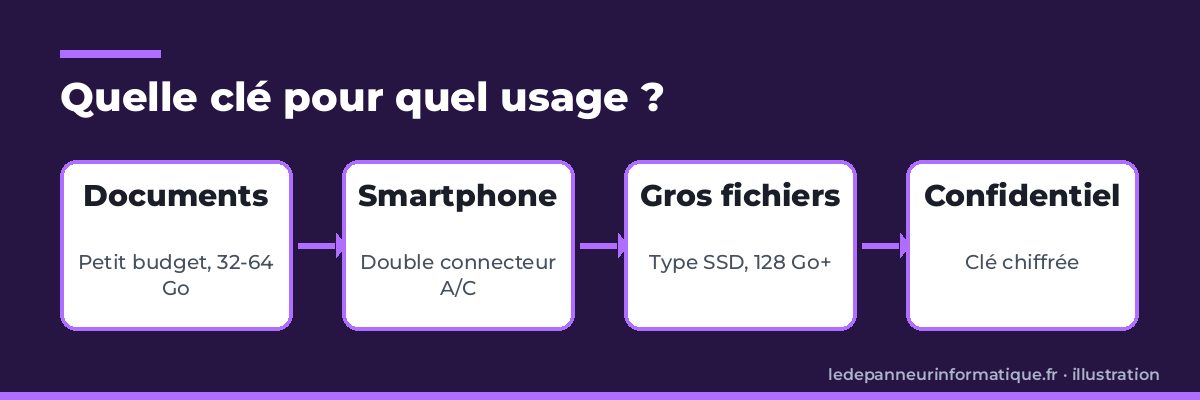 Schéma : quelle clé USB choisir selon l'usage