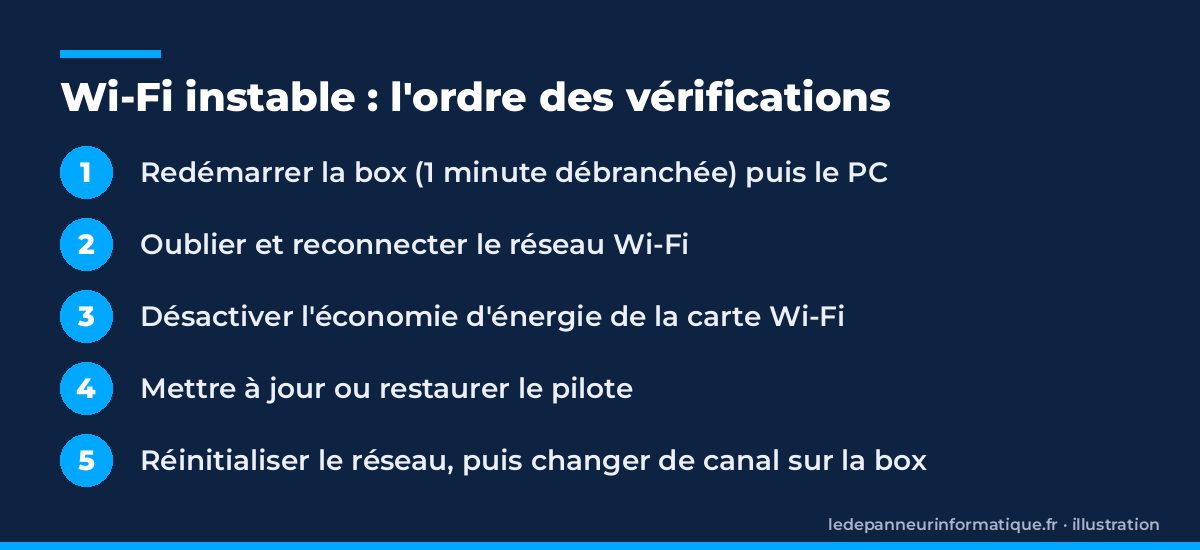 Les cinq vérifications à faire dans l'ordre quand le Wi-Fi se coupe